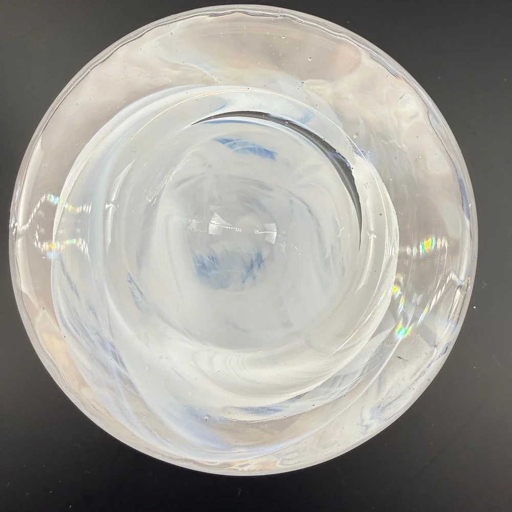 Kosta Boda Atoll White Glass Votive Candle‎ Bowl Anna Ehrner Signed with Box